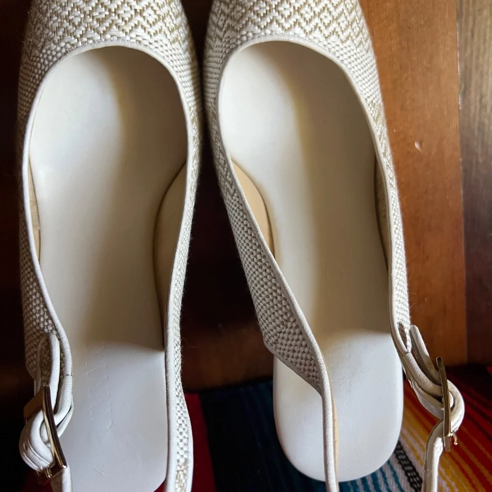 Jimmy Choo White and Natural Cork Woven Peep-Toe Wedge Sandals